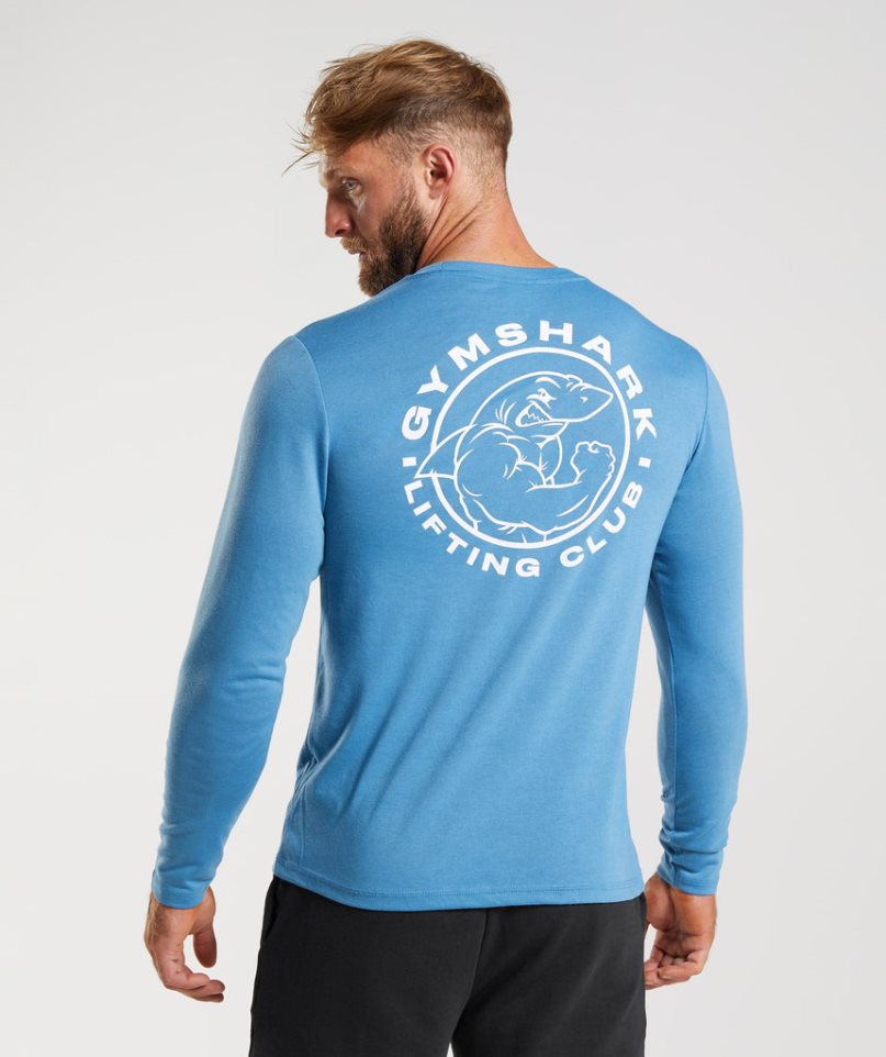 Men's Gymshark Legacy Long Sleeve T-Shirts Blue | CA A70815